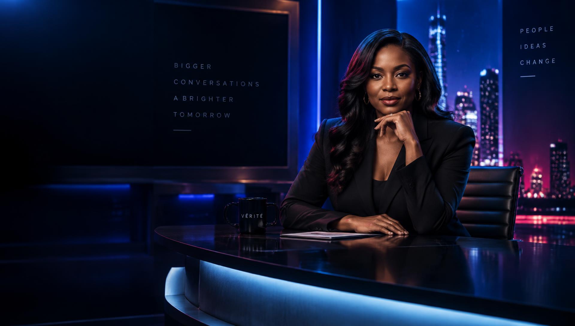 Host seated at the PDNTV Studios set